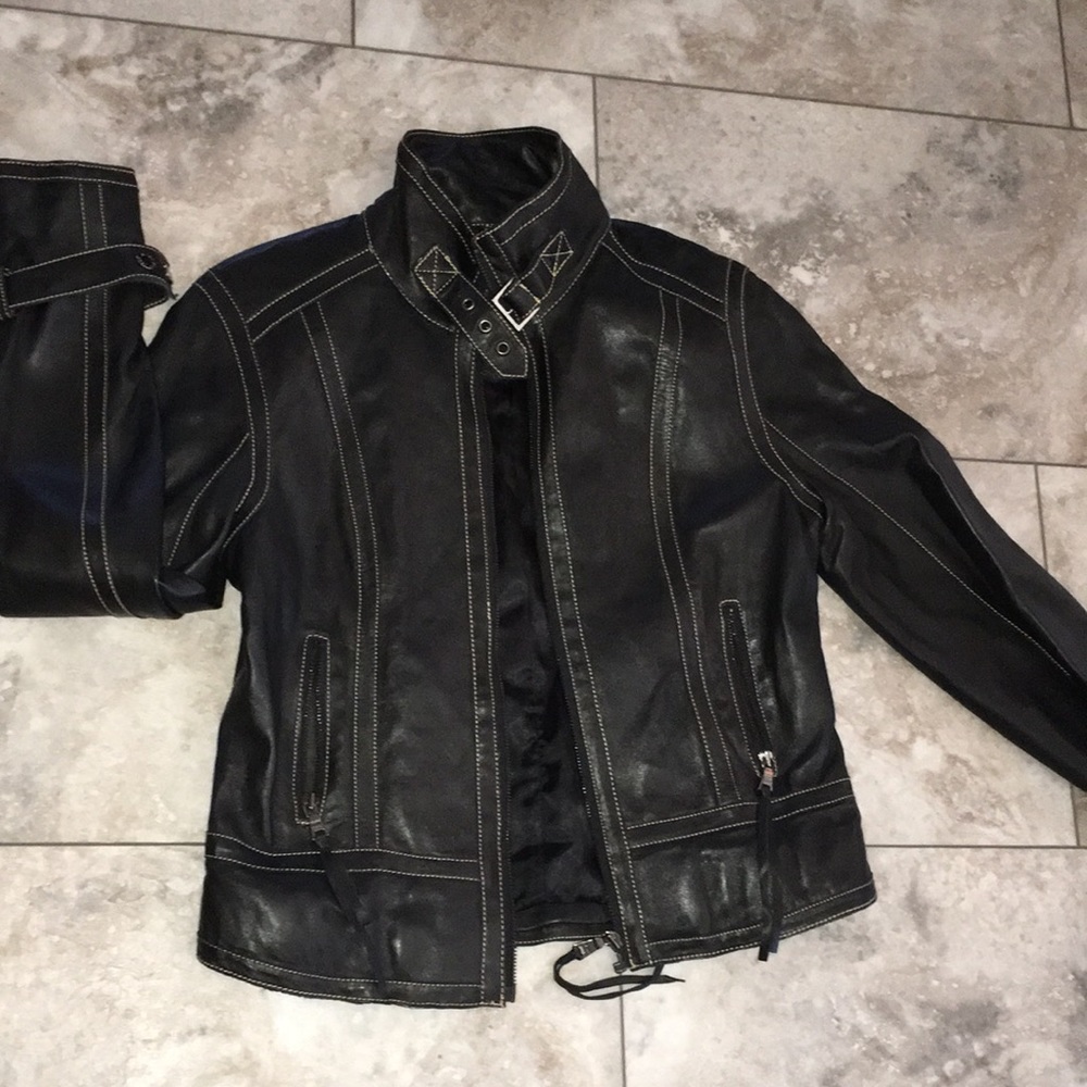MARC ANTHONY REAL LEATHER NWOT LINED BUTTER SOFT JACKET BADAZZ